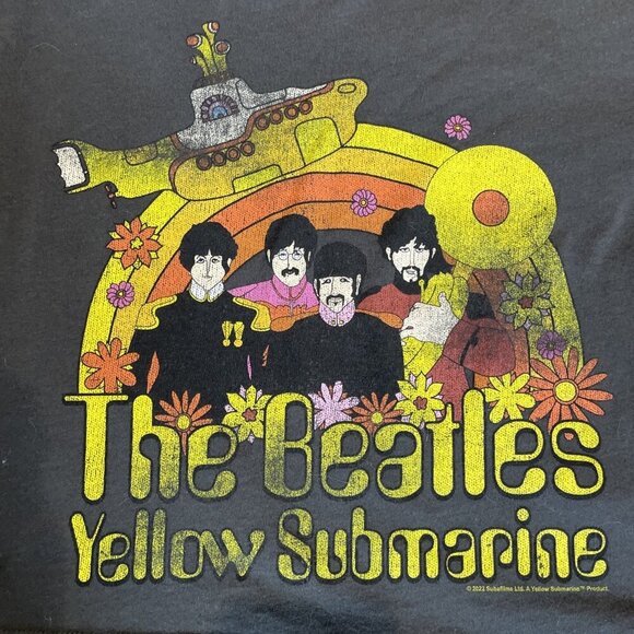 THE BEATLES YELLOW SUBMARINE Tee Shirt Women XS Gray Cropped 70s Vibes Old Navy - Picture 2 of 9